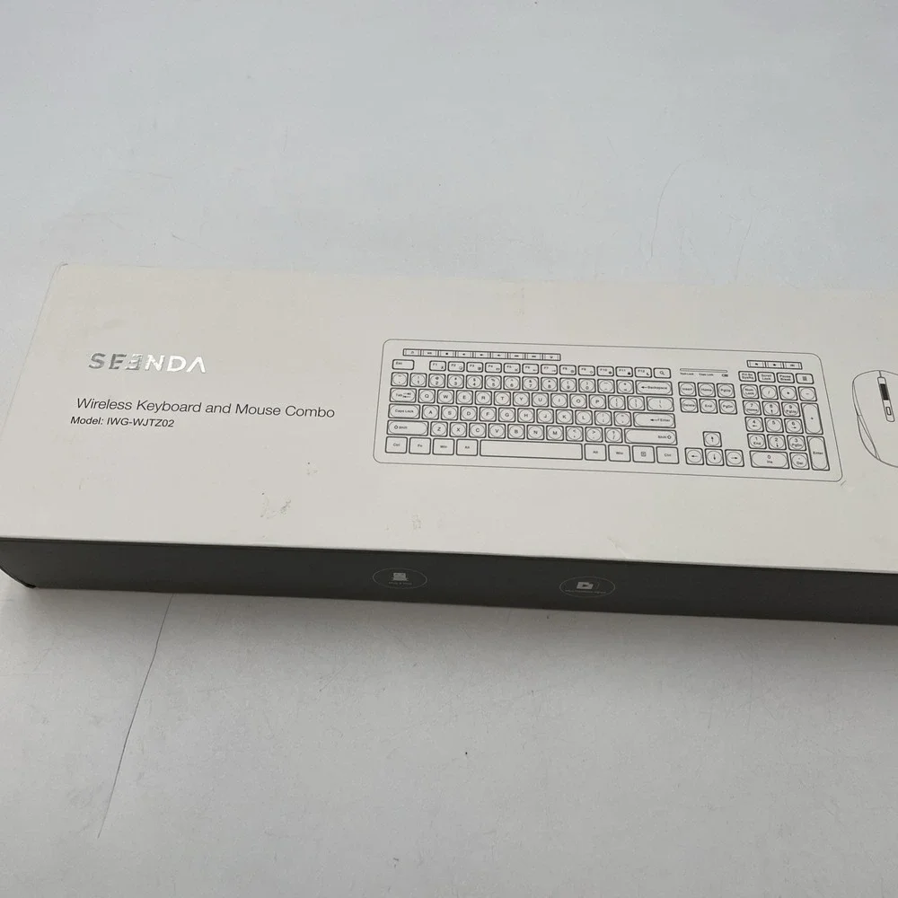 Seenda Wireless Keyboard and Mouse, USB &Type C 2-in 1 Receiver  Full Size White